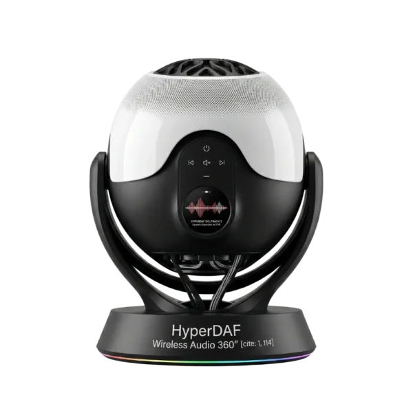 HyperDAF Orbit 360 Wireless Audio Speaker - White / Black demo product image